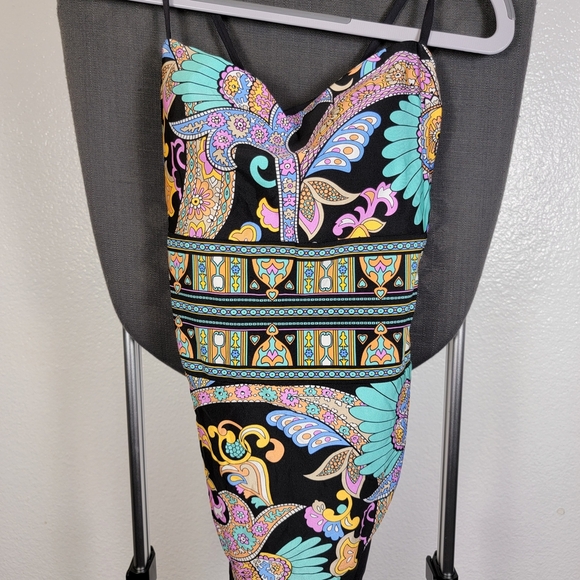 Sunshine 79 Women's Bandeau Mio One Piece Swimsuit Multi Paisley Patchwork Sz 10 - Picture 2 of 7